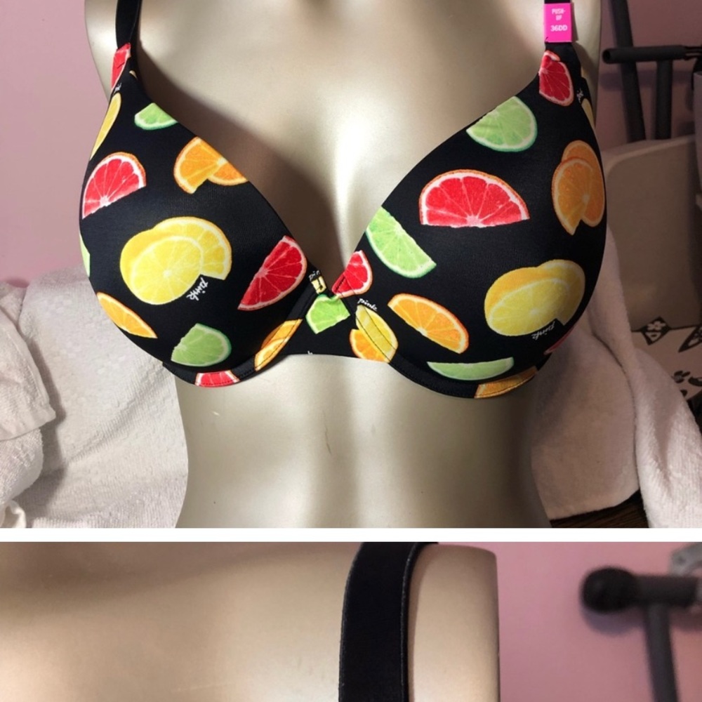 Victoria Secrets PINK wear everywhere push up citrus print bra